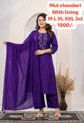 Mul chanderi 3 pc suit